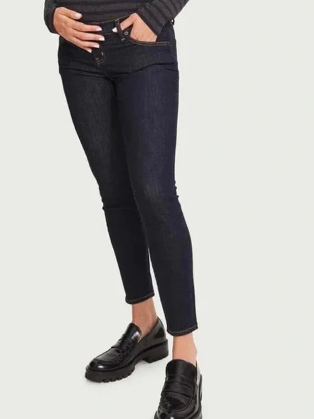 HATCH UNDER THE BUMP SLIM MATERNITY JEANS CROPPED STRETCH DENIM INDIGO RINSE 34